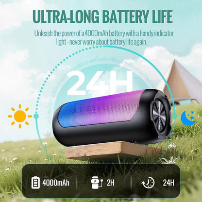 VEAT00L Portable Bluetooth Speaker,Floating Dustproof Speaker,30W Stereo Sound Wireless Speaker with Cool Dynamic LED Lights, IPX7 Waterproof