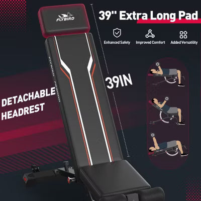FLYBIRD Adjustable Weight Bench, 1200LBS Foldable Strength Training Bench