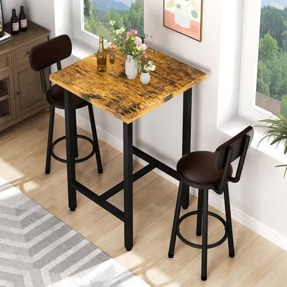 Hooseng Dining Room Table and Chairs Set for 2, Kitchen Table and Chairs Set with MDF Tabletop & 2 PU Leather Chairs for Apartment