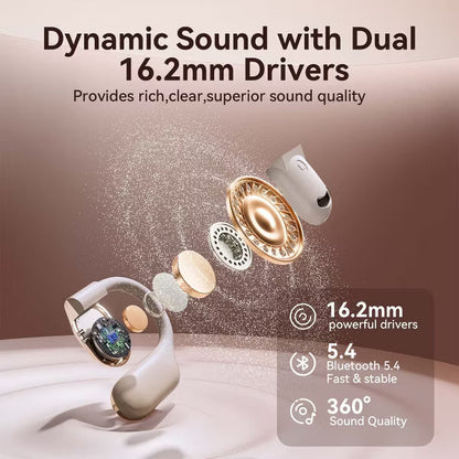 VEATOOL Wireless Earbuds Open Ear Headphone Sport, Bluetooth 5.4 Earbud, 50Hrs Earphone with Earhook, Noise Cancelling Mic
