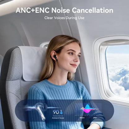 VEATOOL A9 ANC+ENC Earbuds with Smart Touch Screen,Bluetooth 5.4, HiFi Stereo Multiple EQ settings