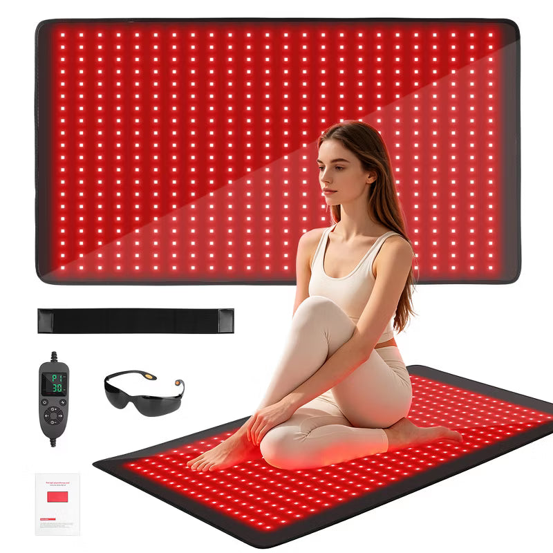 Morfone 480 LED 36x20 inche 660nm 850nm NIR Red Light Therapy Blanket Full Body Infrared Therapy Mat Heating Pad