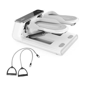 VisioGear Mini Stepper for Home Exercise, Stair Stepper with Smart Display and Resistance Bands, Weight Capacity 330 LBS, White, 14.9*20*14.9