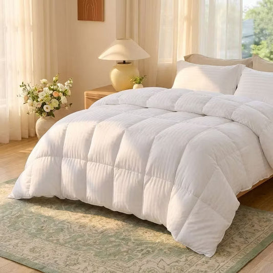 Zibroges King Size Down Feather Comforter - High Fill Power All-Season Duvet Insert, Ultra-Soft Hotel-Quality Bedding (106”x90”)