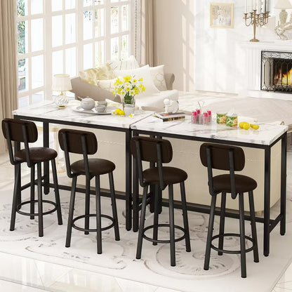 Modern Rectangle Dining Room Table Set for 2, Kitchen Bar Table Set With MDF Tabletop & 2 PU Leather Chairs for Small Space, Living Room, Apartment