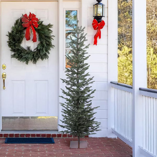 DR.Planzen 6FT Artificial Tree, Narrow Artificial Christmas Tree with Black Stand, Unlit Balsam Design Christmas Tree for Indoor Decor