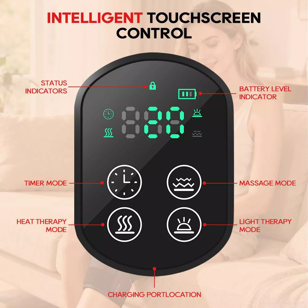 Morfone 5000mAh 660nm 850nm Infrared Red Light Therapy Device Knee Therapy Wrap 3 Vibration Modes & 4 Heating Levels