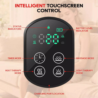 Morfone 5000mAh 660nm 850nm Infrared Red Light Therapy Device Knee Therapy Wrap 3 Vibration Modes & 4 Heating Levels