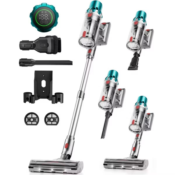 YOMA V6 Cordless Stick Vacuum Cleaner, 600W 50KPA, LED Touch Screen, 70Mins, Self-Standing Anti-Tangle for Pet Hair Carpet Hardwood Floor
