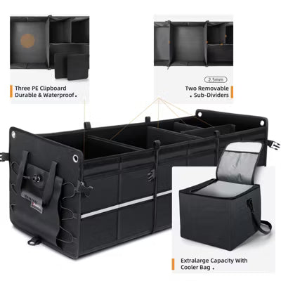 AstroAI Car Trunk Organizer Storage Large for SUV, Truck, Pickup, Collapsible Portable Storage Box with Cooler Bag, Foldable Cover