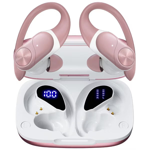 VEATOOL V6 Bluetooth Headphones Wireless Earbuds 88Hrs Playback Sport Ear Buds with Earhook Digital Display Charging Case
