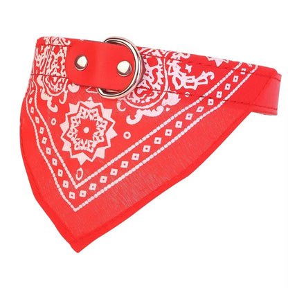 Adjustable Pet Collar with Attached Triangle Bandana and Buckle Closure, Lightweight Everyday Style for Dogs and Cats - Red_L