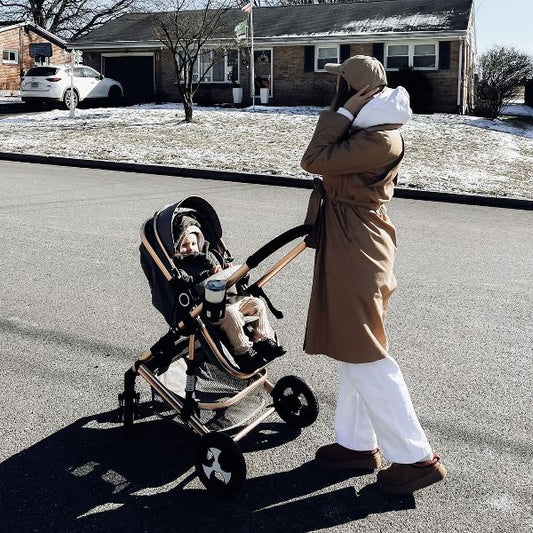 Kinder King Cozi 2 Convertible Baby Stroller, Folding High Landscape Infant Carriage, Adjustable Canopy, Diaper Bag, Anti-Shock