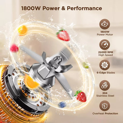 Teendow 1800W Countertop Blender for Kitchen with 70 oz BPA-Free Pitcher,, 25000 RPM Smoothie Blender, 6 Presets, Timer & Pulse for Ice Crushing