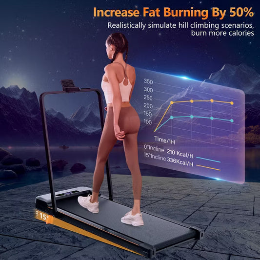 KERDOM Walking Pad Under Desk, Portable Treadmill for Home and Office, 2 in 1 Walking Pad with Remote Control 350LB Capacity, 2.5HP Treadmill with LED