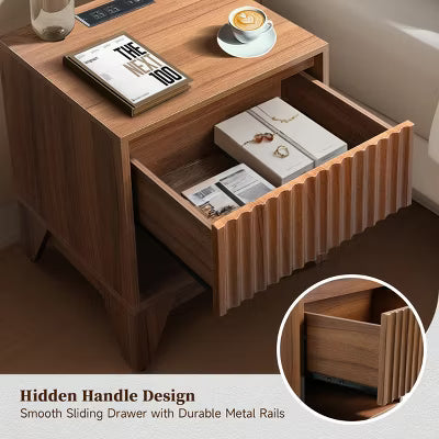 KOLIGEY 1 Drawer Nightstand With Charging Station, Versatile Side Table With Storage
