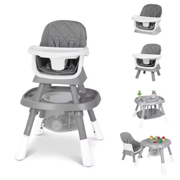 Kinder King 15 in 1 Baby High Chair, Coverts to Rotatable Activity Play Center/Infant Dining Booster Seat, Detachable Toys, Removable Tray