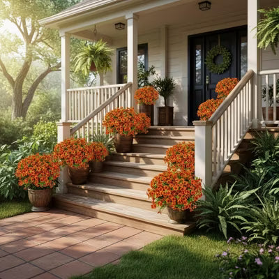16 Bundles Faux Outdoor Plants - UV Resistant, No Fade for Holiday Porch Decor