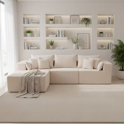 105.51 in Corduroy Modular L-shaped Sectional Sofas set With Ottoman