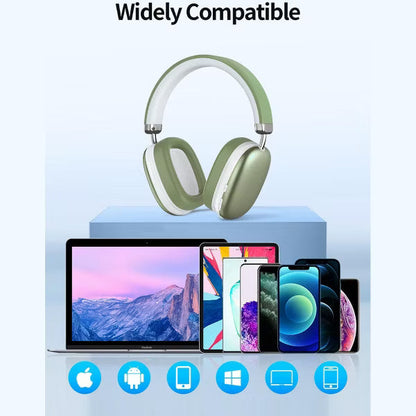 SY-BT1632 Green Over-Ear Bluetooth Headphones: 40mm Bass Driver, Bluetooth 5.3 Dual-Mode, 40hr Battery, Comfort Fit