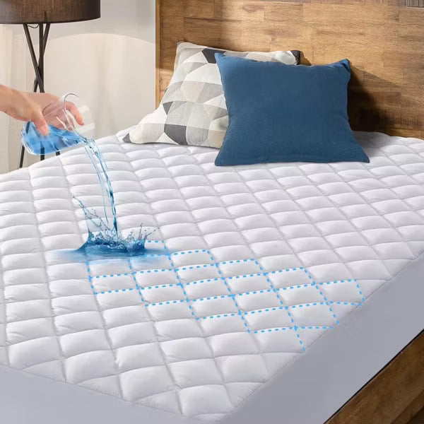 Hoey Twin Size Waterproof Mattress Pad Protector – Quilted, Breathable, Noiseless Fitted Mattress Cover, Up to 21" Deep Pocket