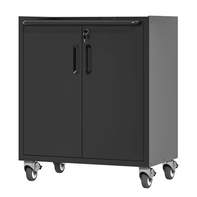 VIYET 31"H Heavy-Duty Cold-Rolled Steel Cabinet with Wheels - Lockable + Adjustable Shelf, Silent Lockable Casters, Garage/Home/Office/Kitchen