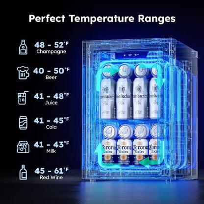 EUHOMY Compact Beverage Refrigerator- Mini Fridge with Temperature Control- Black