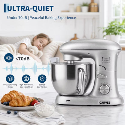 Garvee 500W 8‑Speed Tilt‑Head Electric Stand Mixer, 5.3QT Stainless Steel Bowl, Food Mixer for Dough, Cake, Egg, Includes Dough Hook, Beater, Whisk