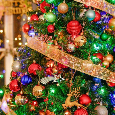 VIVATREES 6 Ft Prelit Christmas Tree Artificial Christmas Tree with Color Changing LED Lights Hinged Branches Multiple Color Modes