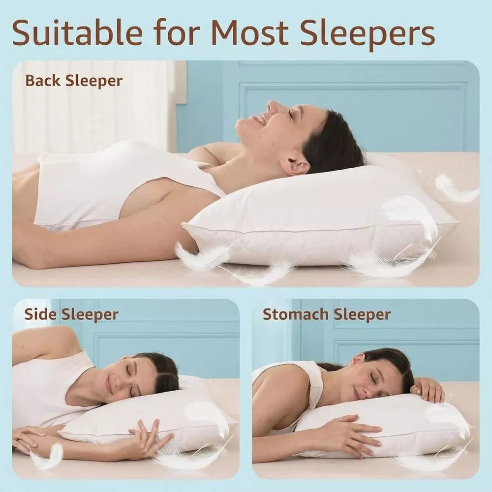 Bed Pillows Hotel Collection Pillows for Sleeping 2 Pack Queen Size，Pillows for Side and Back Sleepers,Soft Down Alternative Microfiber Filled Pillows