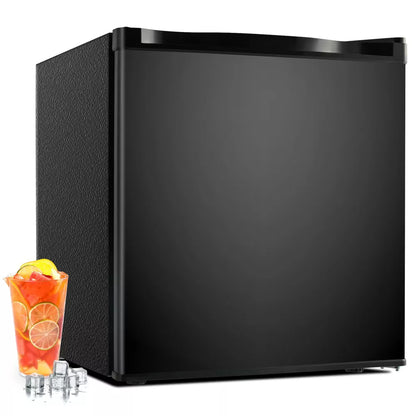 Simzlife 1.6 cu. ft. Mini Fridge with Freezer, Single Reversible Door, 2 Zone, Low Noise, Compact Dorm Freezer, Black