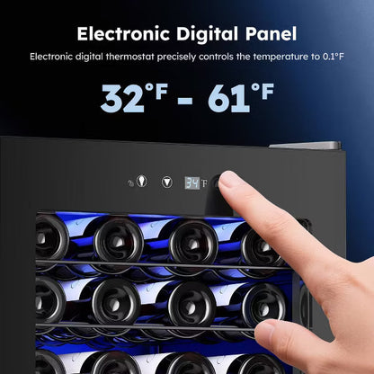 EUHOMY 43 Bottle Wine Fridge- Built-in Wine Refrigerator with Digital Temperature Control- Black