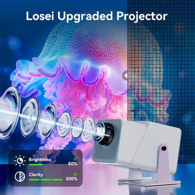 4K Portable Smart Projector, Auto Keystone, iOS/Android Compatible, Black