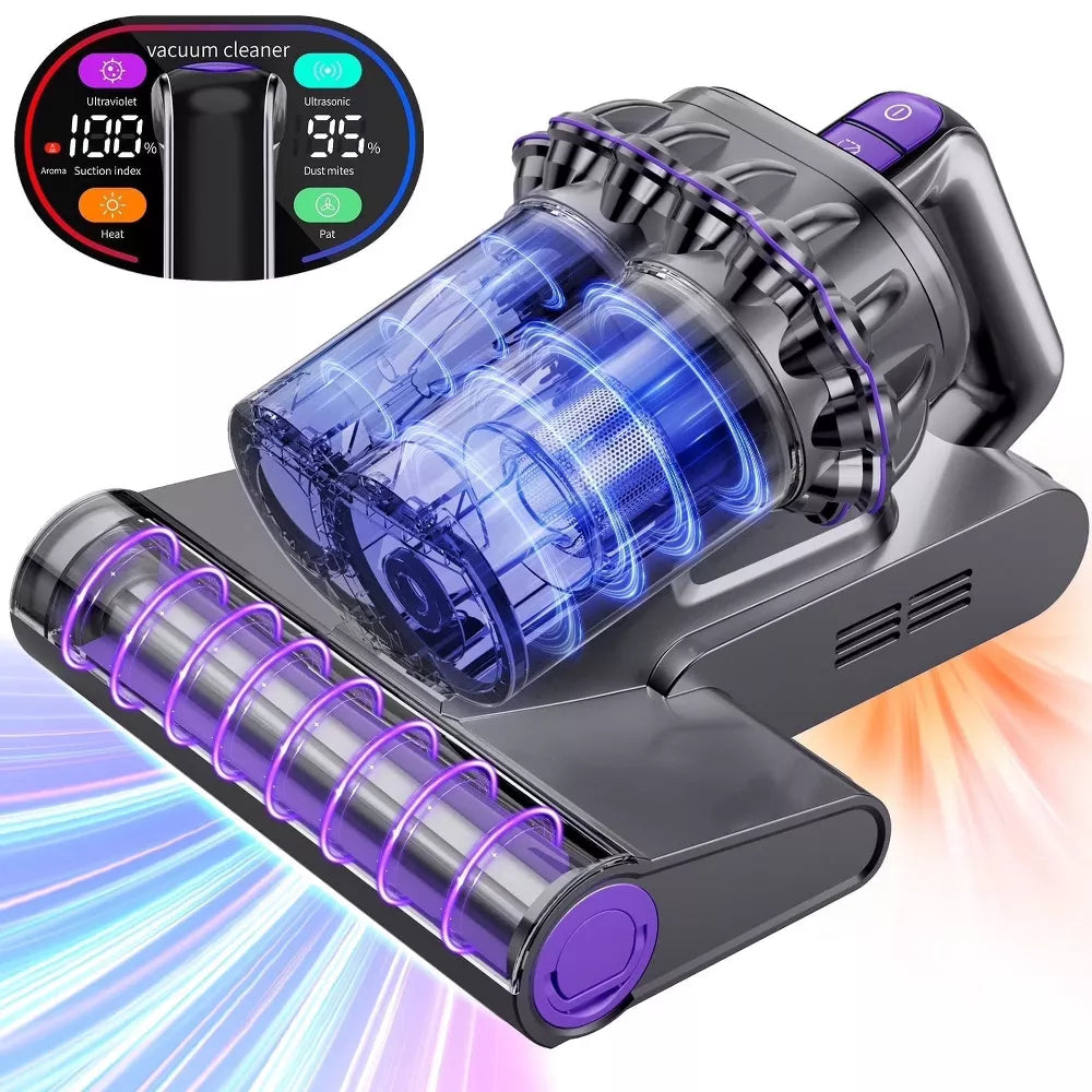 Portable Fabric Vacuum Cleaner with HEPA Filter and Heated Air for Home Use Gray