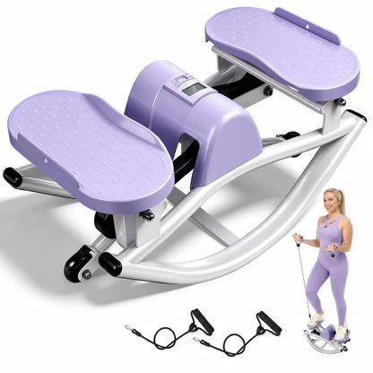 Rocking Stepper Exercise Machine with Side Step Motion, Compact Home Cardio Equipment with Resistance Bands, Full Body Workout Trainer for Legs