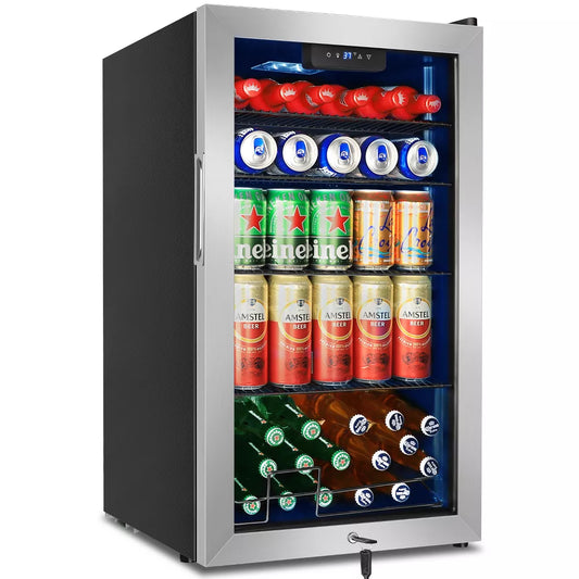 Denjol Commercial Beverage Refrigerator - Touch Screen Control, 130 Can Storage, Frost-Free Cooling