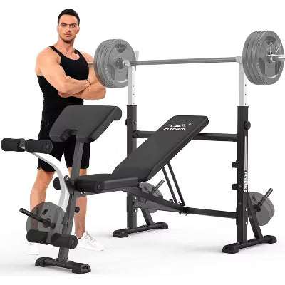 FLYBIRD Standard Weight Bench with Preacher Curl, Leg Developer