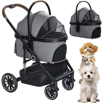 Kinder King 3-in-1 Pet Stroller for Dog, Folding Cat and Dog Stroller with Detachable Cradle