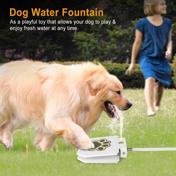 Dog Water Fountain Outdoor Dog Pet Water Dispenser Step-on Activated Sprinkler w/ Interactive Paw Pedal Valve for Drinking Fresh Water