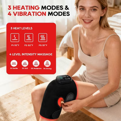 Morfone 3000mAh 660nm 850nm Infrared Red Light Therapy Device Knee Therapy Wrap 3 Vibration Modes & 4 Heating Levels