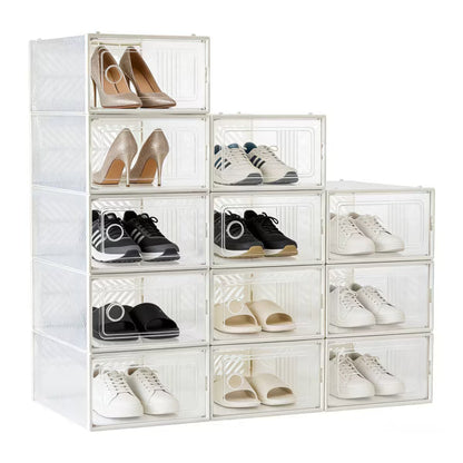VUSIGN 12pk 9.1''x5.5'' Stackable Shoe Box Storage Small Clear