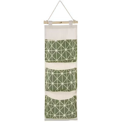 3-Pocket Hanging Storage Organizer, Water-Resistant Wall or Door Pouch to Keep Daily Essentials Handy and Save Shelf Space - Green
