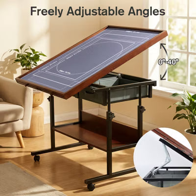 Rotating Wooden Jigsaw Puzzle Table with Storage Drawers, Adjustable Tilting Puzzle Board for Adults, Holds up to 1500 Pieces