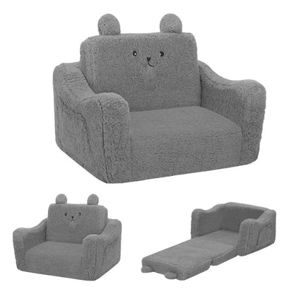 Kinder King Toddler Sofa Chair, 2-in-1 Foldable Baby Couch Flip Open Sofa Bed for Playroom