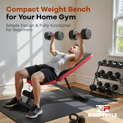 FED FITNESS Adjustable Weight Bench & 20lb Dumbbell Set 5-in-1 Home Gym Combo, Foldable Strength Bench + Dumbbells, Barbell, Kettlebell