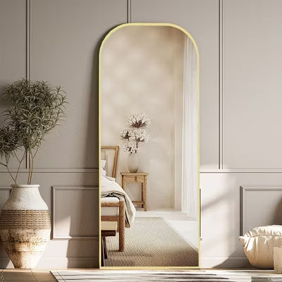 Likepay Arch-Shaped Freestanding Alloy Frame Full-Length Mirror - 56in Length × 21in Width (Black/Gold/Silver Options)