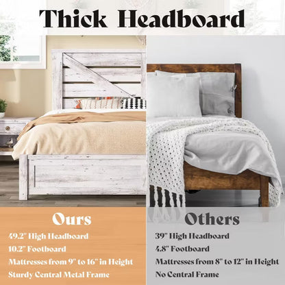AMERLIFE Farmhouse Bed Frame with 49.2" Barn Door Headboard