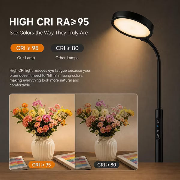 Morfone LED Full Spectrum Therapy Lamp APP Controlled Happy Light High CRI Floor Lamp with 10 Brightness Levels UV Free