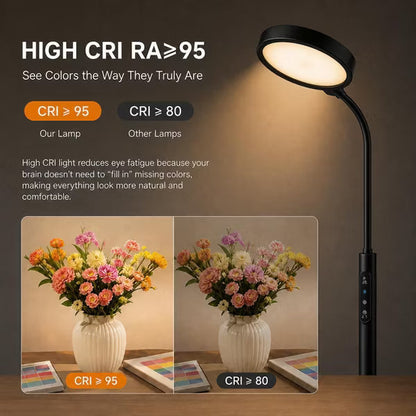Morfone LED Full Spectrum Therapy Lamp APP Controlled Happy Light High CRI Floor Lamp with 10 Brightness Levels UV Free