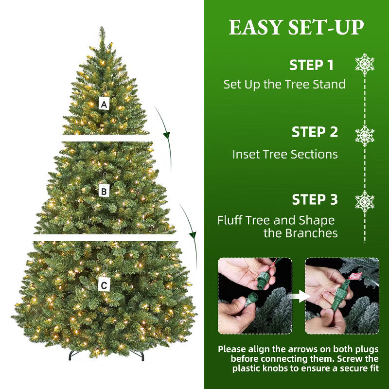 VIVATREES 6 Ft Prelit Christmas Tree Artificial Christmas Tree with Color Changing LED Lights Hinged Branches Multiple Color Modes